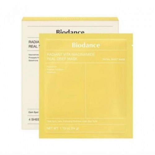 Набор осветляющих гидрогелевых масок BIODANCE Radiant Vita Niacinamide Real Deep Mask - 4 шт
