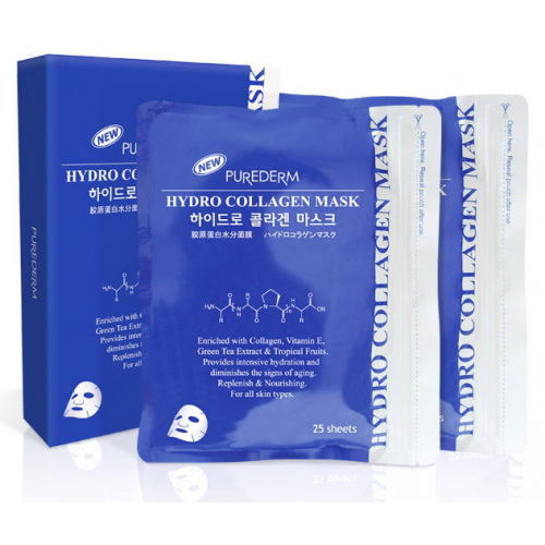 Упаковка 25 тканевых масок Purederm Hydro Collagen Mask