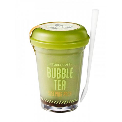 Ночная очищающая маска Etude House Bubble Tea Sleeping Pack Green Tea  с зеленым чаем 