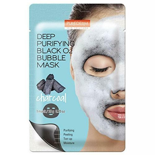 Киснева маска Purederm Deep Purifying Black O2 Bubble Mask Charcoal