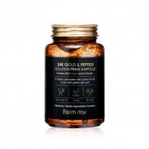 Антивікова ампульне сироватка з 24K золотом і пептидами FarmStay 24K Gold &Peptide Solution Prime Ampoule