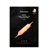 Осветляющая тканевая маска JMsolution Niacin Pearl + Coconut Oil + Pink Rose Mask