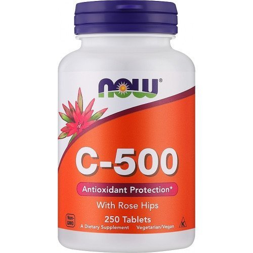 Вітамін С з шипшиною Now Foods Vitamin C-500 with Rose hips, 250 таблеток