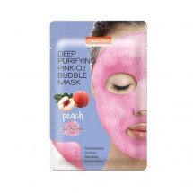 Киснева тканинна маска з екстрактом персика Purederm Deep Purifying Pink O2 bubble mask Peach