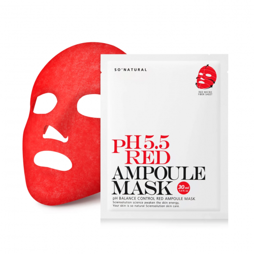 Успокаивающая пост-пилинг маска So Natural PH 5.5 Red Ampoule Mask