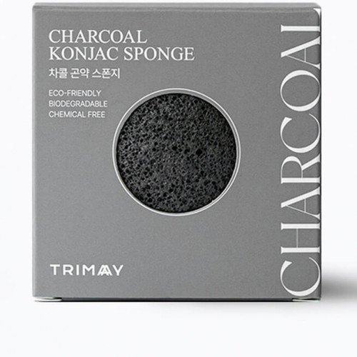 Спонж конняку с древесным углем Trimay Charcoal Konjac Sponge