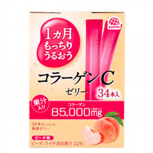 Японский питьевой коллаген в форме желе со вкусом персика Earth Collagen C Jelly Peach 340g (на 34 дня)