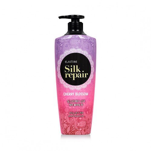 Восстанавливающий шампунь для придания блеска волосам Elastine Silk Repair Cherry Blossom Shampoo